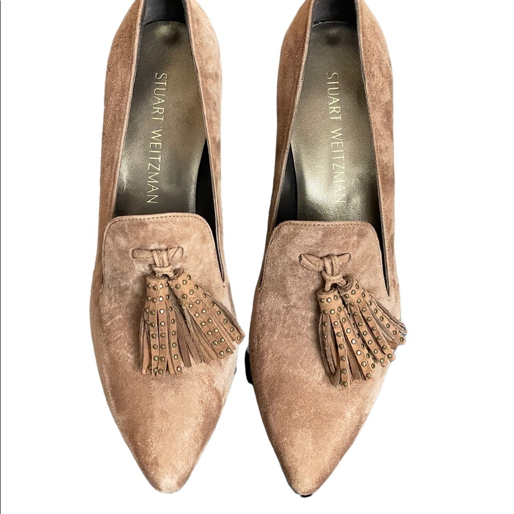 Stuart Weizman Broom Tassel Suede Block-Heel Pump… - image 2